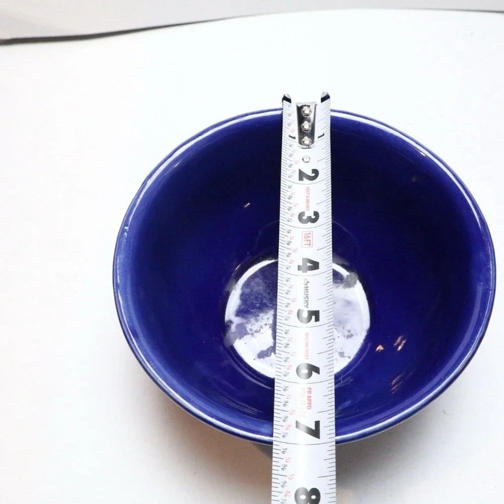VTG Cobalt Blue Glazed Stoneware Small Nesting Bowls (2) Nesting USA McCoy?